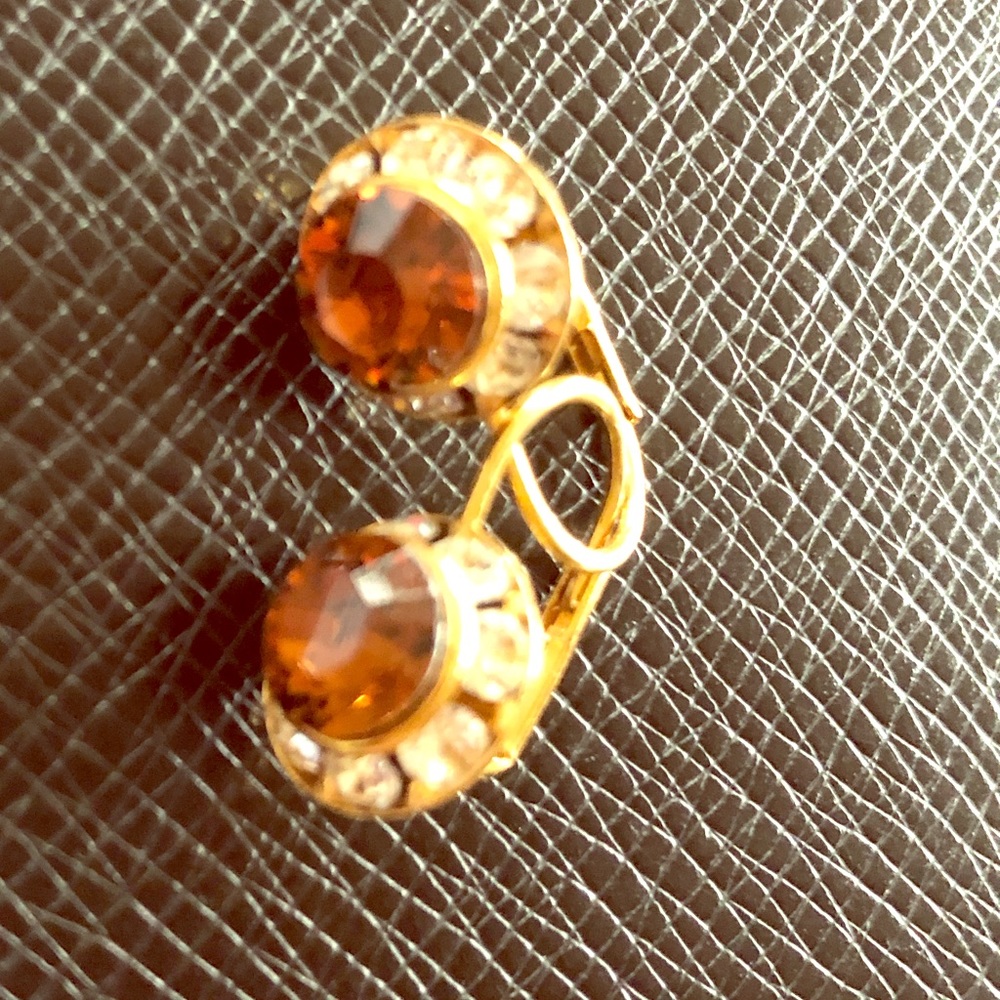 YG plated lever-back yellow stone earrings